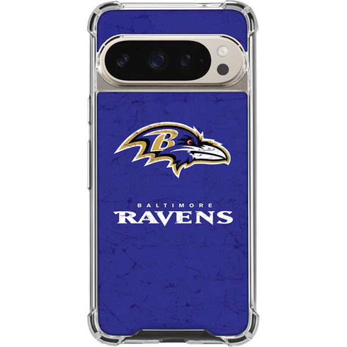 NFL Baltimore Ravens Distressed Pixel 9/9 Pro Clear Case